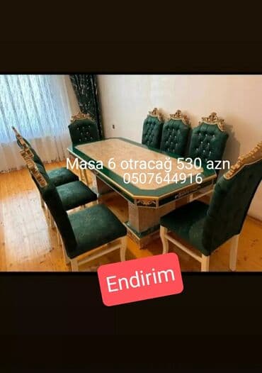 divan destleri: Qonaq otağı üçün, Yeni, Açılan, Dördbucaq masa, 6 stul — 2