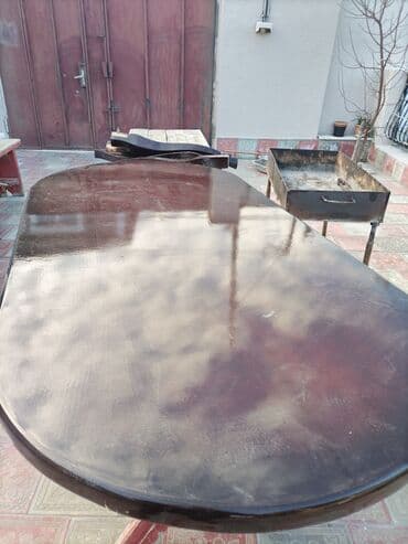 Masalar: Qonaq masası, İşlənmiş, Açılmayan, Taxta, Oval masa — 2