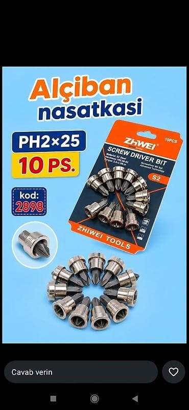 Məhsul: Alçıban nasadkası – ZHIWEI Tools Screw Driver Bit Set