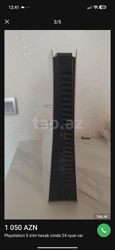 playstation 5 slim aksesuar: PlayStation 5 Slim oyun konsolu - Model: PS5 Slim (ağ korpus) - Arxa — 2