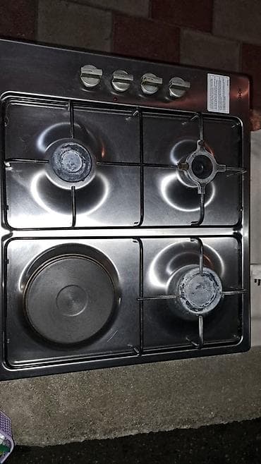 Техника для кухни: Daxili tip qaz plitəsi – 60 sm, paslanmayan polad səth. - 4 göz: 3 — 2