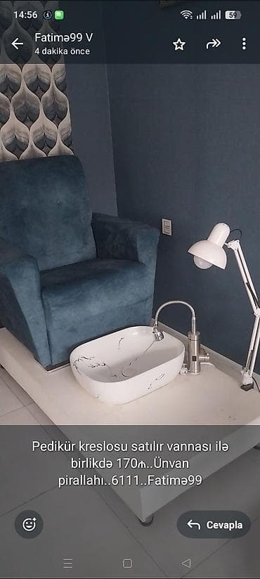 Pedikür kreslosu satılır vannası ilə birlikdə 170₼. Ünvan — 1