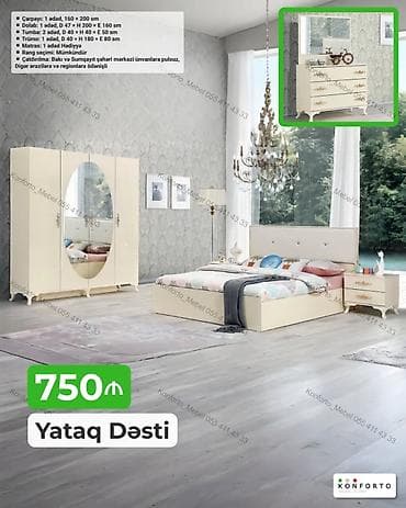 Yataq Dəsti – 750 ₼ Tərkibi və ölçülər: - Çarpayı: 1 ədəd, 160 × 200 lalafo.az -da Yataq Dəsti – 750 ₼ Tərkibi və ölçülər: - Çarpayı: 1 ədəd, 160 × 200