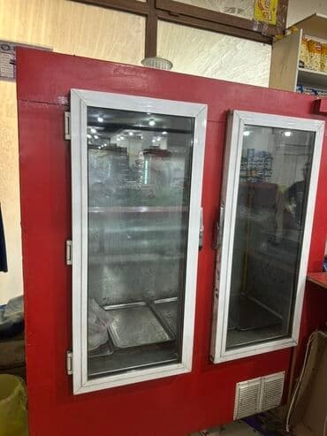 market soyuducuları: İki qapılı vitrin soyuducu - Rəng: qırmızı korpus, ağ çərçivəli şüşə — 1