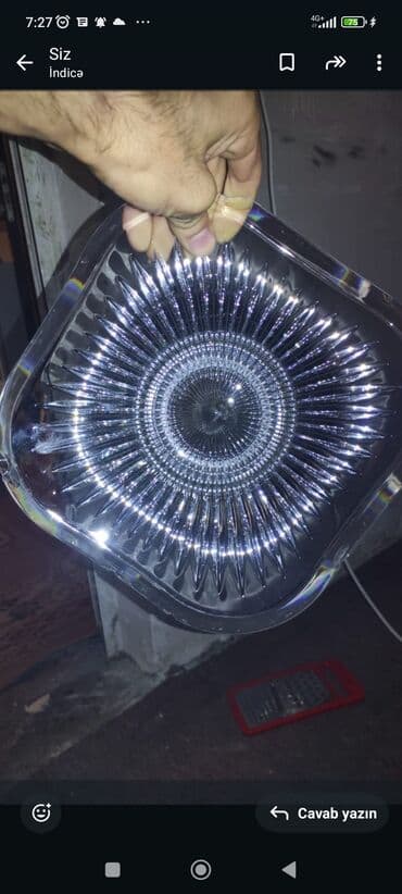 nimce: Şüşə/qab – dekorativ servis nimçəsi - Material: qalın, şəffaf şüşə — 1