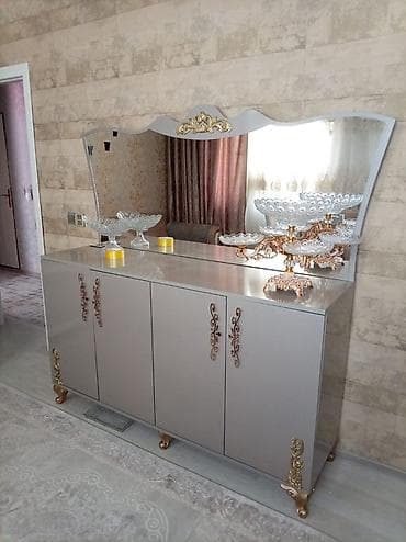 dola: Klassik üslubda qonaq otağı üçün mebel dəsti - Rəng: açıq boz (qızılı — 1