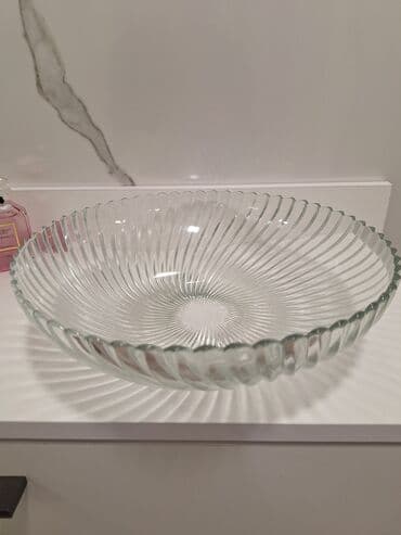 aksesuar qabi: Şüşə qab – iri ölçülü, dərin meyvə/salata boşqabı - Material: şəffaf — 1