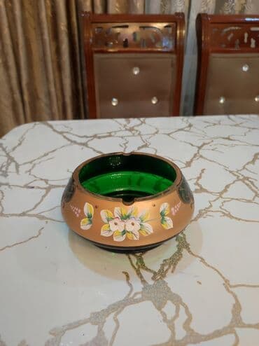 xar tutun faydaları: Boyalı şüşə külqabı - Material: qalın şüşə; daxili hissə dərin yaşıl — 1