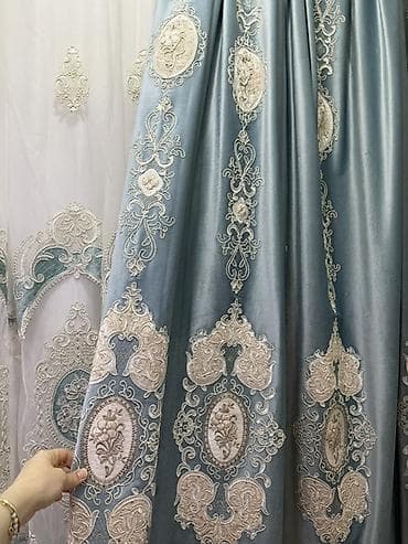 metbex perdeleri: Klassik üslubda pərdə dəsti - Tərkib: qalın dekorativ pərdə və tül. - — 2