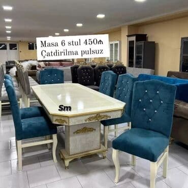 metbex stolu qiymetleri: Dördbucaq masa, 6 stul — 2