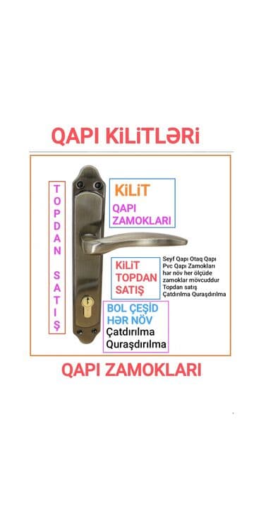 Məhsul: Qapı kilidləri və zamoklar Təsvir: - Seyf qapı, otaq qapısı