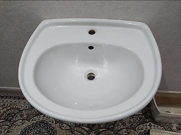 parda tul: Ayaqaltılı divara bərkidilən keramika əl-üz yuma lavabosu - Material — 3