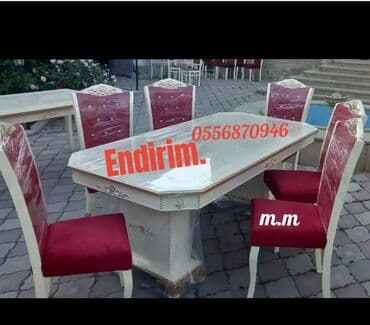 ders masaları: Qonaq otağı üçün, Yeni, Açılmayan, Dördbucaq masa, 6 stul — 12