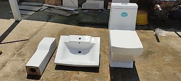 seklər: Hamam-sanitariya dəsti Tərkib: - Birparça unitaz (üst çənli, mexaniki — 1