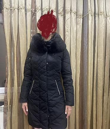 aşbaz geyim: Qadın qış paltosu – qara rəng - Uzun model, dizə yaxın ölçü - İsti — 1