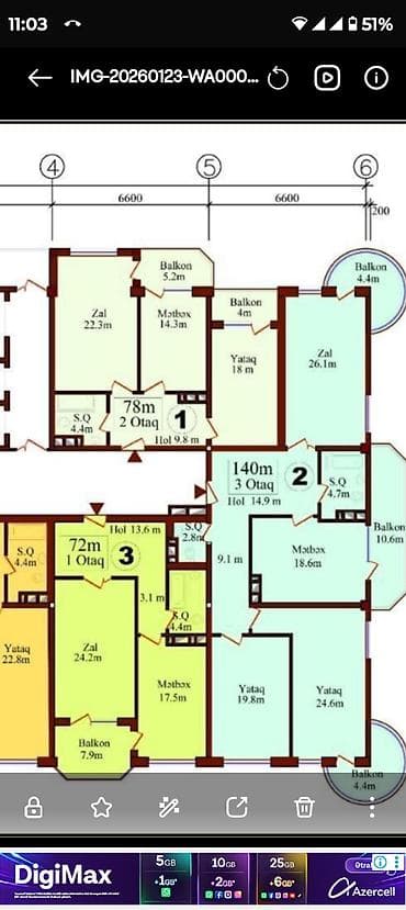 Yeni Yasamal, 2 otaqlı, Yeni tikili, m. İnşaatçılar, 78 kv. m — 10