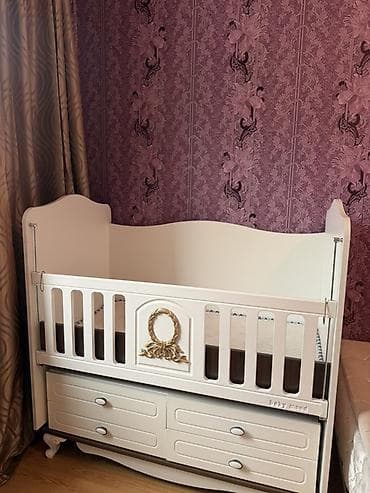 bag desti: Uşaq beşiyi – “Baby Mood” model - Rəng: ağ + qəhvəyi dekor, ön paneldə — 3