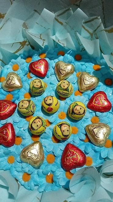 ad günü üçün dekorlar: Şokolad buketi – hədiyyə kompozisiyası - Tərkib: Fərqli formalı — 1