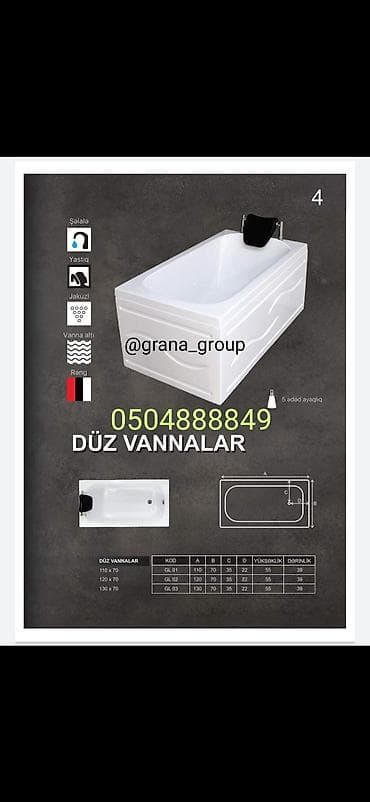 dus kabin: Yeni Vanna, Akril, Ödənişli çatdırılma — 3