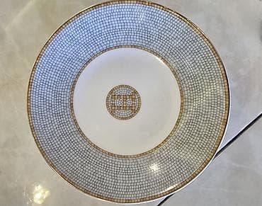 Boşqablar, 6 ədədli dəst, rəng - Boz, Farfor