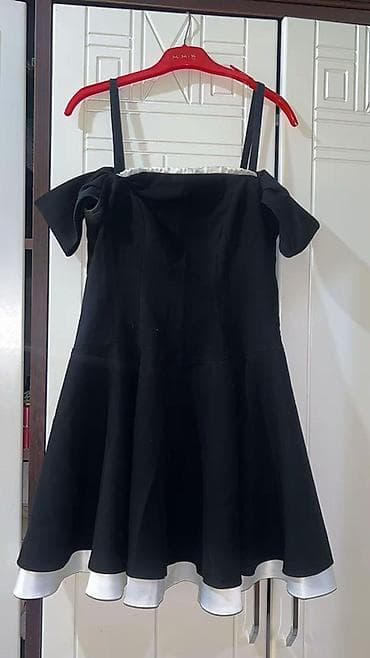 yeni donlar: Qara-ağ kokteyl donu - Model: qara rəngdə, ətəyi ağ büzməli haşiyə — 2