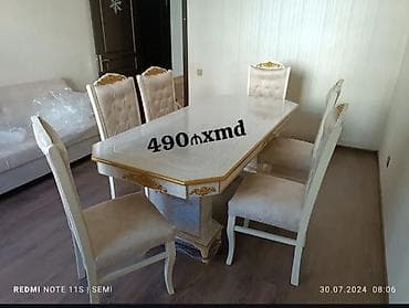 mekteb stolu: Qonaq otağı üçün, Yeni, Açılmayan, Dördbucaq masa, 6 stul — 1