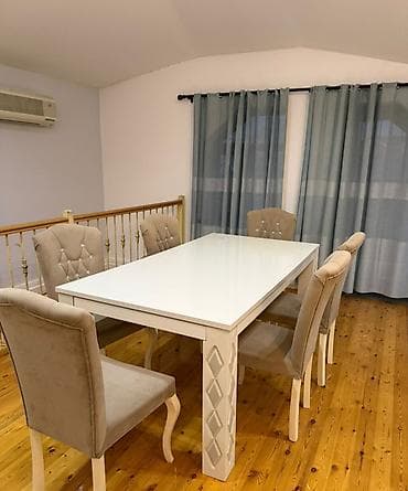 taxta dikt satisi: Qonaq otağı üçün, İşlənmiş, Açılmayan, Dördbucaq masa, 6 stul — 1