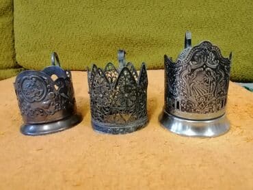 Məhsul: 3 ədəd metal stəkanaltı (çay stəkan tutacağı) kolleksiyası