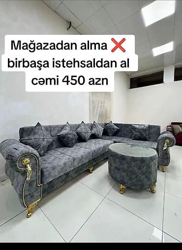 Divan və masa dəstləri: Yeni, Künc divan, Qonaq otağı üçün, Açılmayan — 2