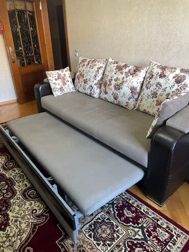 продажа дивана бу: Диван, Б/у, Раскладной, Без подьемного механизма, Набук, Нет доставки — 4