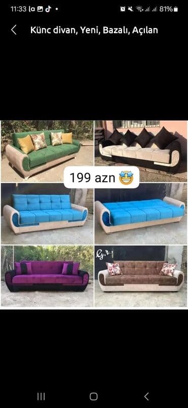ucuz divanlarin qiymeti: Divan, Açılan, Bazalı, Parça, Ödənişli çatdırılma — 1