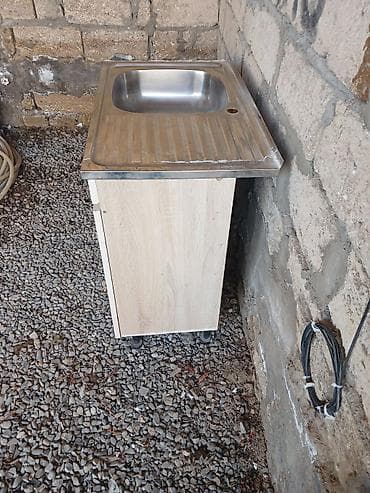 palma agaci: Düzbucaqlı Mətbəx çanağı, Şkaflı, Paslanmaz polad — 2