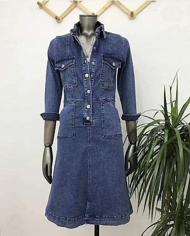 hicab az: Denim qadın paltarı - Material: klassik mavi cins parça (orta — 1