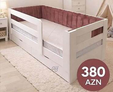 Мебель: Uşaq çarpayısı – çoxfunksiyalı model - Rəng: ağ karkas, tünd-çəhrayı — 1