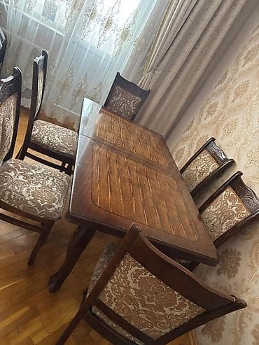 Yemək otağı dəsti – açılıb-bağlanan masa və 6 ədəd stul - Material