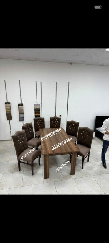 Комнатные растения: Для гостиной, Новый, Нераскладной, Прямоугольный стол, 6 стульев — 9