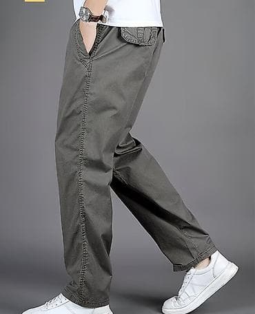 kisi geyimləri: Kişi şalvarı – rahat gündəlik model - Rəng: tünd zeytun/boz-yaşıl - — 2