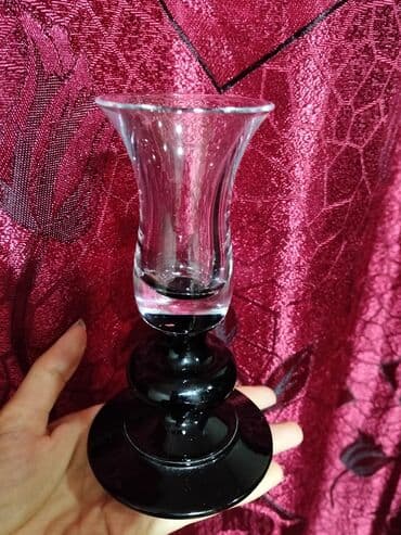 ev qizdiricilari: Şüşə şamlıq / dekorativ şam şamdanı - Material: qalın, şəffaf şüşə — 1