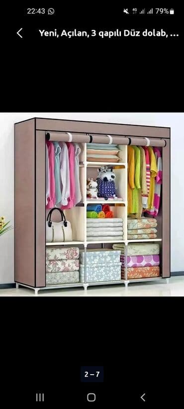 parca dolap: İşlənmiş, Açılan, 3 qapılı Düz dolab, Qarderob, paltar dolabı — 1