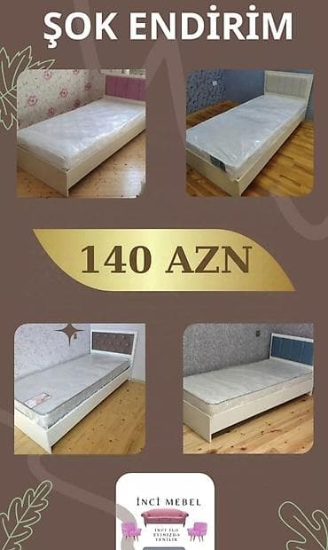 Çarpayılar: Yeni, Təknəfərlik çarpayı, Bazasız, Matras ilə, Siyirməsiz, Azərbaycan — 1