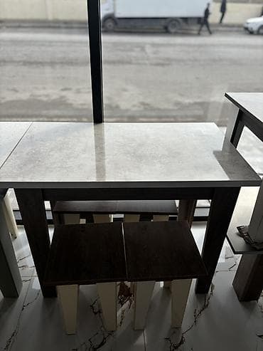 stol metbex: Mətbəx üçün, Yeni, Açılmayan, Dördbucaq masa, 4 stul — 1