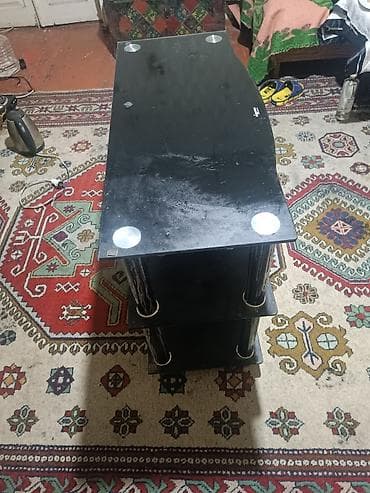 kitab refi: Düz TV altlığı, Polkalı, Şüşəli — 1