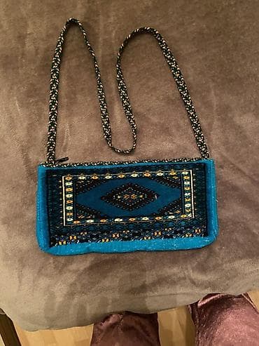 ucuz zapi: Türkmen el doxuma Etnik naxışlı çiyin çantası - Material: yumşaq — 2