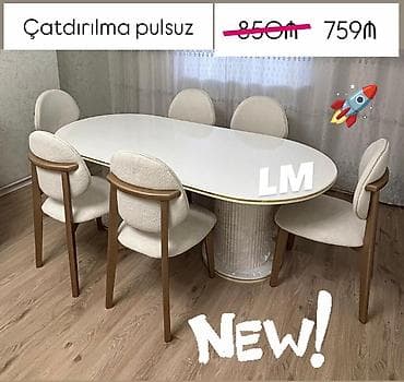 Qonaq otağı üçün, Açılmayan, Oval masa, 6 stul