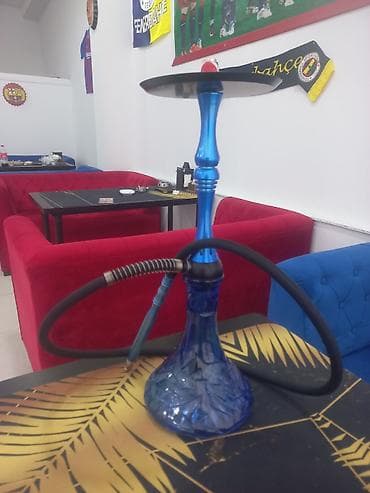işlənmiş qəlyanlar: Nargilə dəsti – ALPHA HOOKAH üslubunda, metal gövdəli, şüşə qrafikli — 2