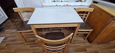 Mətbəx üçün, İşlənmiş, Açılmayan, Kvadrat masa, 4 stul