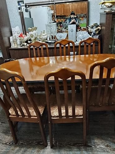 kuxna stul stol: Qonaq otağı üçün, Açılmayan, Oval masa, 8 stul — 2