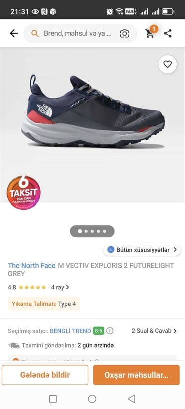 idman ayaqqabı: The North Face M VECTIV Exploris 2 FUTURELIGHT (Grey/Navy) kişi — 4