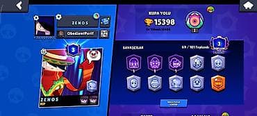 Aksesuarlar və tüninq: Brawl Stars hesabı – “ZENOS” - Kupa yolu: 15,398 (ən yüksək 15,406) - — 1