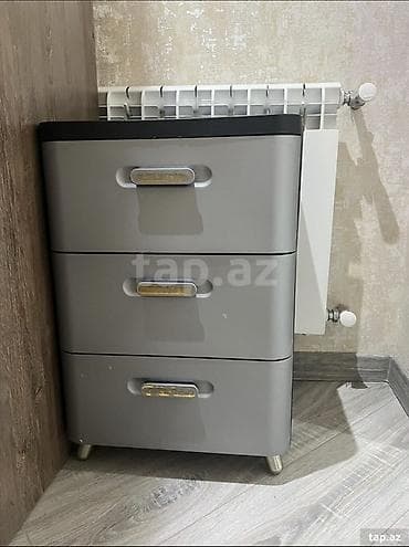 ev mebeli: Plastik 3 çekmecəli komod - Material: möhkəm plastik (korpus və — 2
